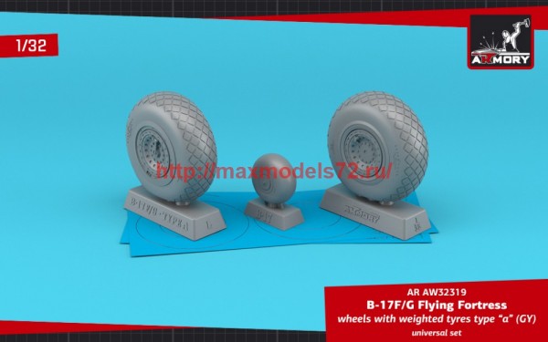 AR AW32319   1/32 B-17F/G Flying Fortress wheels w/ weighted tyres type «a» (GY) (thumb57330)